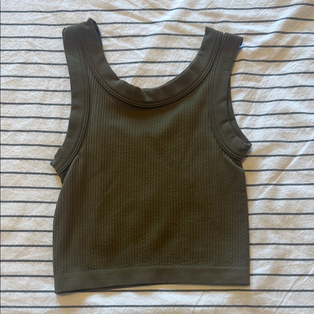 Urban Outfitters Olive Green Ribbed Women's Top